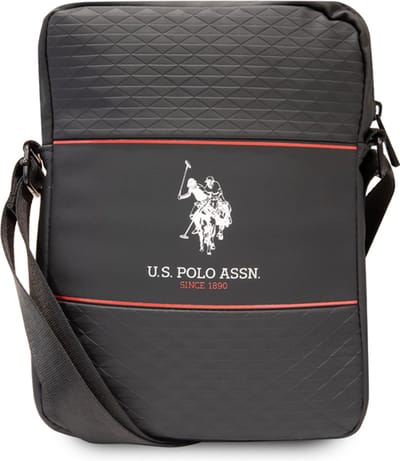 U.S. POLO ASSN., 10'' schoudertas model middelste streep, Zwart
