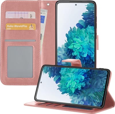 Hoesje - Geschikt voor Samsung Galaxy S20 FE - Luxe Bookcase - Walletcase Hoes - Portemonnee - Cover - Telefoonhoes - Rosé goud