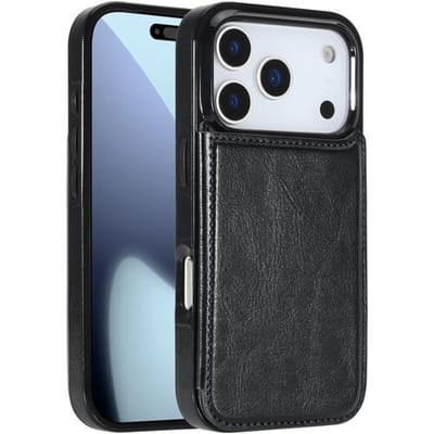 ShieldCase wallet case hoesje geschikt voor iPhone 17 Pro (zwart) – luxe bookcase met pasjeshouder, standaardfunctie en volledige bescherming