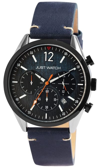 JUST WATCH Herenhorloge Echt leer Theodor, datumweergave