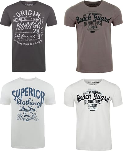 riverso Heren T-Shirt RIVLeon 4 Pack regular fit Veelkleurig M Ronde Hals Volwassenen - gemaakt van 100% katoen