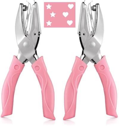 Metalen perforator set, zachte grip, hart en ster vorm, knutselen scrapbooking.
