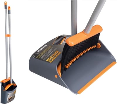 Stoffer en blik met lange steel - Huishoudelijk gebruik - Oranje - 137 cm