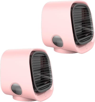 Draagbare Luchtkoeler - Mini Airco - Persoonlijke Verkoeling - Met Aromatherapie - 300ml Reservoir - Roze (2 stuks)