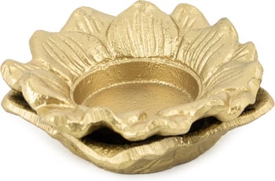 Waxinehouder bloem goud