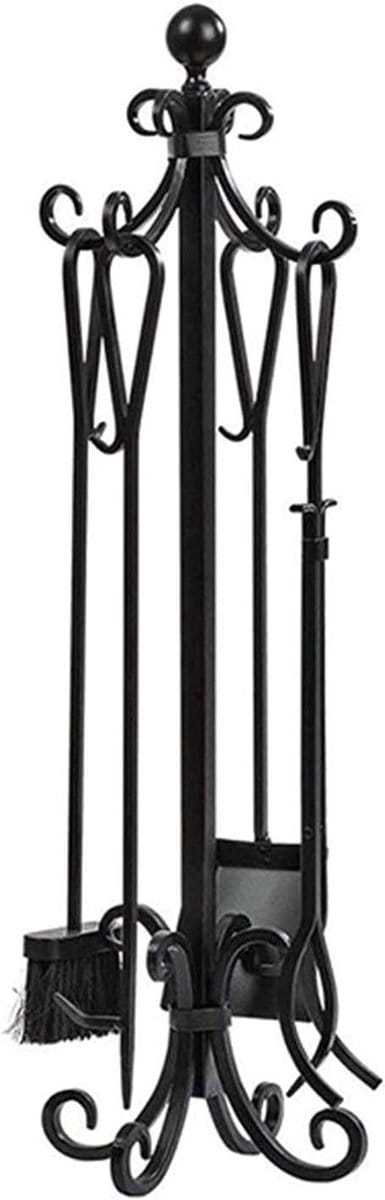 Haardgereedschapset - Vuurkorf set - Haardonderhoud - Zware gietijzeren constructie - Hoog 86 cm - Zwart
