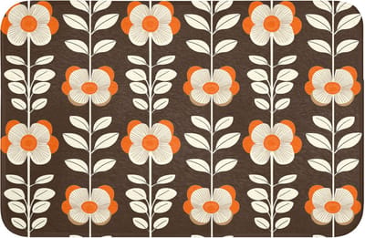 Badmat 60x40 cm - Antislip - Bloemen - Retro - Bruin - Badmatten voor badkamer - Badkamermat - Douchemat - Badkamer mat