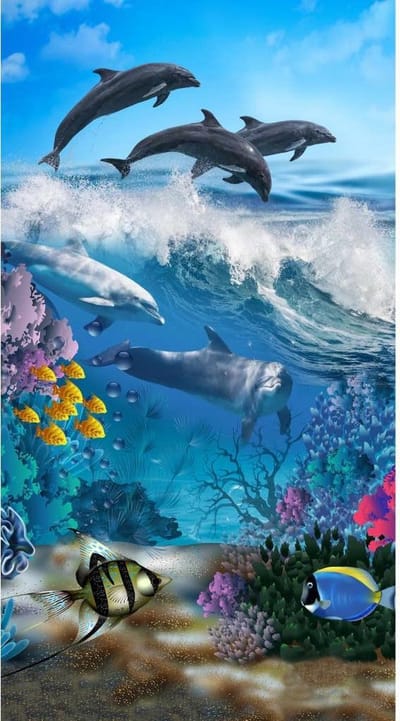 Good Morning Kinderstrandlaken "dolfijnen" - Blauw - (75x150 cm) - Microfiber