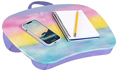 Draagbaar schootbureau met kussen - zonsondergang aquarel - geschikt voor laptops tot 15,6 inch