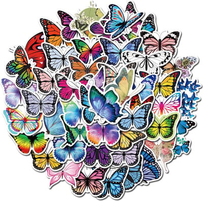 Scoby - Vlinder Stickers - Butterfly Stickers - Scrapbook Stickers - Laptopstickers - 50 Stuks - Multicolor