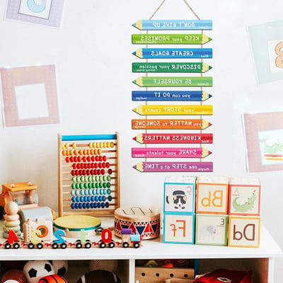 11 stuks houten kinderen inspirerende wanddecoratie kleurrijke positieve kunst teken voor kinderkamer veelkleurig motiverende hangende borden voor speelkamer kleur krijt decoratie voor klaslokaal