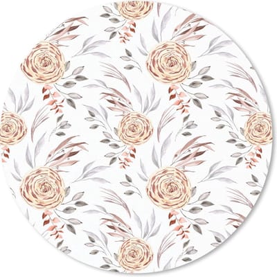 Muismat rond 20x20 cm - Mousepad Rozen - Goud - Bladeren - Ronde muismatten