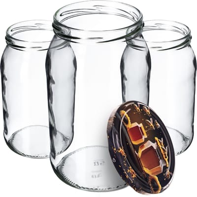 KADAX Weckpotten, 900 ml, inmaakpot voor inmaakpotten voor schroefdeksel, inmaakpot, bruikbaar als jampot, voorraadpot, conservenglas (honing, 8 stuks)