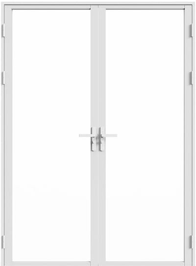 Vente-unique Omkeerbare dubbele deur in aluminium en gehard glas - 2 x H204 x B73 cm - Wit - LOXTON