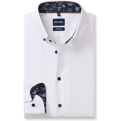 OLYMP Luxor Overhemd, Comfort Fit, Button-down, Wit