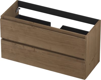 INK wastafelonderkast 2 laden greeploos fineer eiken 100x52x40cm, ash grey
