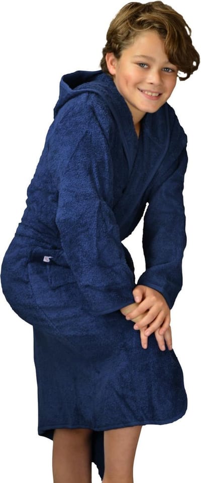 ARTG® Boyzz & Girlzz - Kinder Badjas met Capuchon - Donkerblauw - Maat 128/140