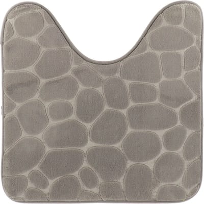 Tendance Toiletmat/wc mat Pebble - microfiber - Memory Foam - lichtgrijs - 45 x 50 cm - badkamer mat
