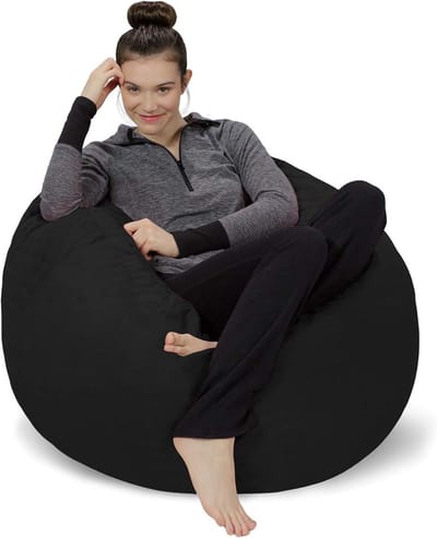 Zitzak met Traagschuim - Beanbag Stoel - Relaxen en Ontspannen - Traagschuim Vulling - 90 x 90 cm - Zwart