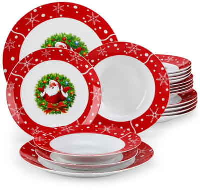 Kerst Bordenset – 6 persoons – Kerst 18 delig - Keramisch – Serviesset – Ontbijtborden