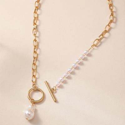 Livano Ketting - Dames - Staal - Nep zilver - Met Hanger - Nep Goud/Wit