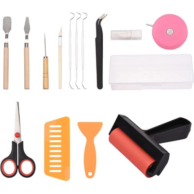 19-delige Craft Vinyl Pelgereedschap Set met Roller Pincet Silhouettes Cameos Belettering Snijden DIY 19pcs pink
