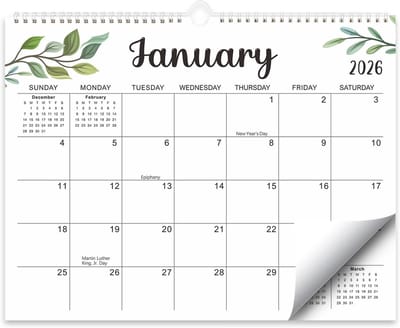 Kalender 2026-2027 - 15" x 12" Maandelijkse kalender van jan. 2026 tot jun. 2027 - Moderne groene esthetische kalender - Perfect voor planning (2026.1-2027.6)