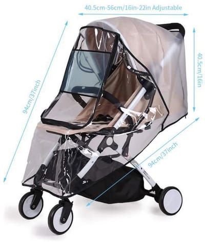 Universele transparante regenhoes voor kinderwagen, waterdicht en duurzaam, regen- en winddicht - beige