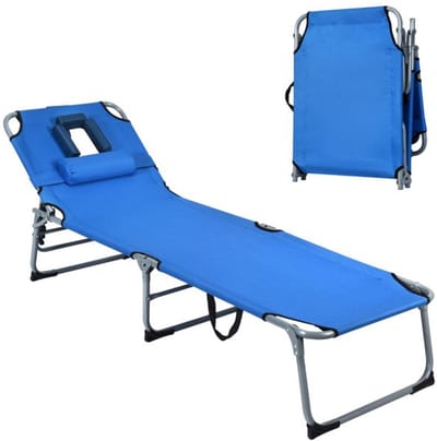 Veldbed - Kampeerbed - Vouwbed - Ligbed - Stretcher- Campingbedje - Opvouwbaar - 1 Persoons - Blauw
