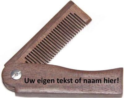 Houten opvouw kam gepersonaliseerd met uw eigen naam of tekst! - Bamboe