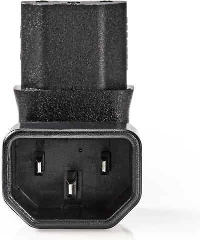 Nedis Verlengstekker - IEC-320-C13 - IEC-320-C14 - 90° Gehoekt - Vernikkeld - PVC - Zwart - Envelop - 1 Stuks