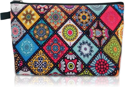 Kleine Make-up Tas voor Reizen - Organizer met Rits voor Toilettas en Make-up - Multicolor Patroon voor Vrouwen en Meisjes