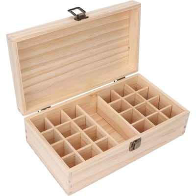 Boîte Huiles Essentielles 24 Compartiments Multifonctionnel Support en Bois pour Huiles Essentielles Cosmétiques Vernis à Ongles Cadeau beige