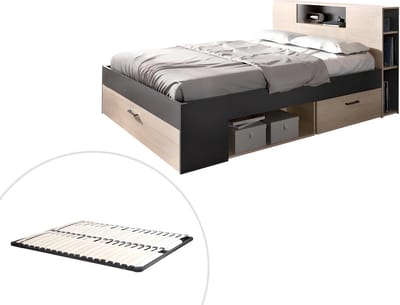 Vente-unique Bedframe hout antracietgrijs 160 x 200 cm