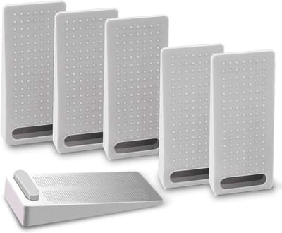 Deurwig Rubber - Deurstop Antislip - Deur Open Houden - In Hoogte Verstelbaar - 6 Stuks - Zilver Grijs