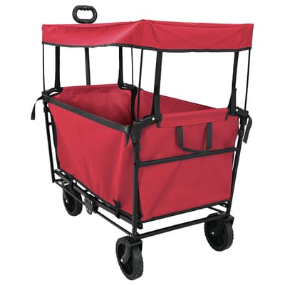 vidaXL - Vouwbare - winkelwagentje - met - remmen - Rood - 105 - x - 56,5 - x - 116 - cm