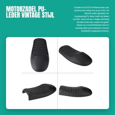 Dailygoods- Motorzadel Gloednieuw - PU-leer - Vintage - Plat - Montagebeugels - Voor diverse modellen - Gewicht ca. 1 kg - Motorstoel