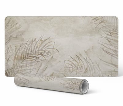 Gaming muismat en toetsenbordmat met delicate bladeren als achtergrond, 90x45 cm
