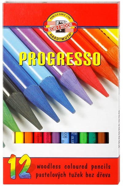 Koh-i-noor kleurpotloden Progresso houtvrij set 12 kleuren creatief.