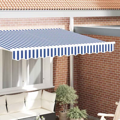 vidaXL Vervangende volant voor 2,5 m Blauw & wit gestreept Polyester