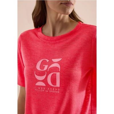 Shirt met print in linnenlook