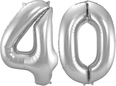 Ballon Cijfer 40 Jaar Zilver Helium Ballonnen Verjaardag Versiering Cijfer Ballon Feest Versiering Met Rietje - 86Cm