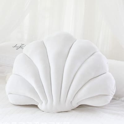 Schattige Schelp Kussen voor Bank en Stoel, Ideaal voor Woonkamer, Slaapkamer en Kantoor, Vloerkussen (13x25cm) in Wit
