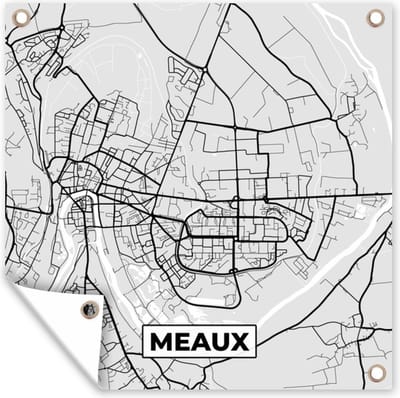 Tuin poster Meaux - Plattegrond - Frankrijk - Kaart - Stadskaart - 200x200 cm - Tuindoek
