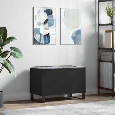 vidaXL - Platenkast - 74,5x38x48 - cm - bewerkt - hout - zwart