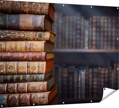 Gards Tuinposter Oude Historische Boeken - Retro - 160x120 cm - Tuindoek - Tuindecoratie - Wanddecoratie buiten - Tuinschilderij