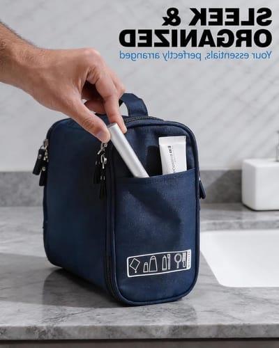 Grote Hangende Toilettas XXL met Haak en Meerdere Compartimenten, Lichtgewicht Cosmetica Organizer voor Reizen, Vakantie en Badkamer - Donkerblauw
