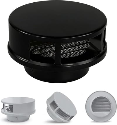 Ventilatierooster Roestvrij Staal - Afvoerrooster Zeef - Lucht Afvoeren - Regenbestendig Ontwerp - Vanaf 70 mm - Zwart