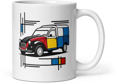 De2pktjes - Mok Citroën Fourgonnette Mondriaan – Een vrolijke ode aan de iconische Besteleend