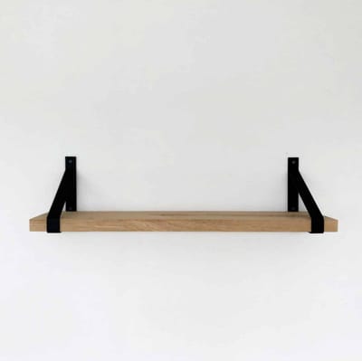 GoudmetHout® Wandplank Industrieel - 50 x 25 cm Muurplank - Eiken Hout - Decoratie Wandrek & Boekenrek - Hangplank Keuken - Wall Shelf + 2 Mat Zwarte Plankdragers van Staal